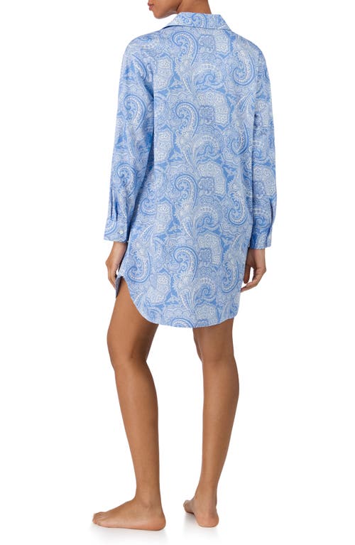 Ralph Lauren Lauren Print Cotton Blend Sleepshirt In Blue