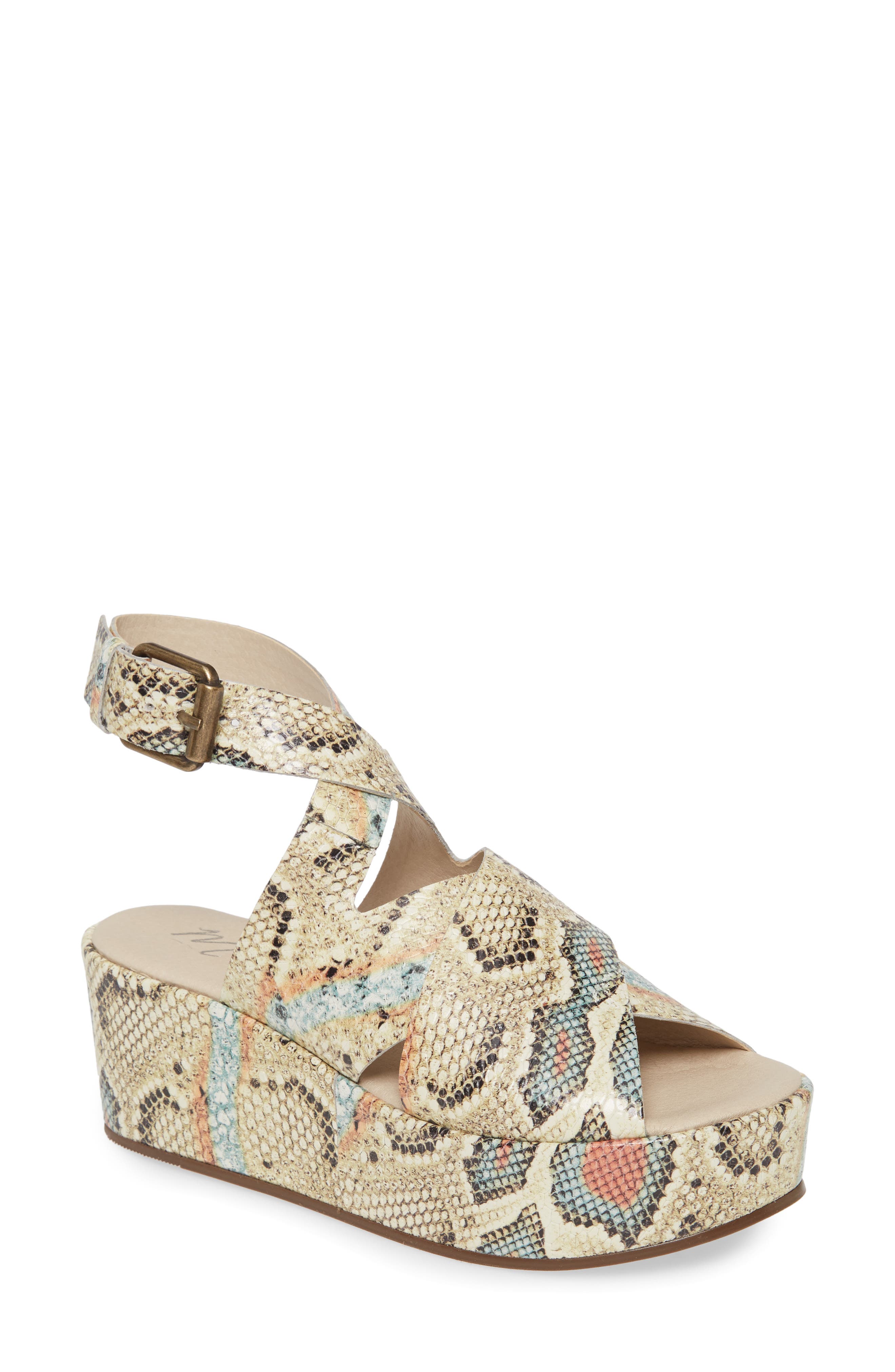 Runaway Wedge Sandal, Main, color, MULTI SNAKE PRINT LEATHER