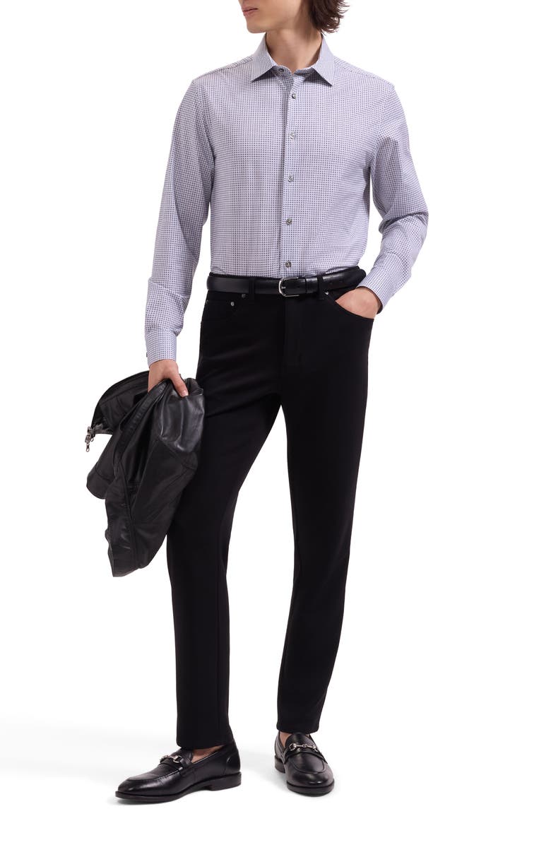 Bugatchi James OoohCotton<sup>®</sup> Geo Print Button-Up Shirt, Alternate, color, Platinum