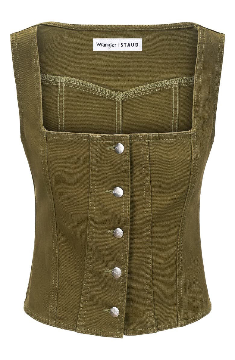 STAUD + Wrangler Denim Trucker Top, Alternate, color, 