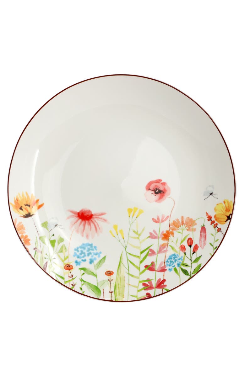 Elama Wildflower Meadow 16 Piece Stoneware Dinnerware Set, Alternate, color, White