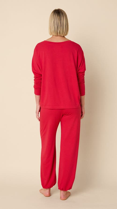 The Cat's Pajamas Pima Knit Pullover Set In Red
