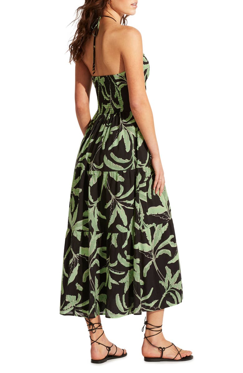 Seafolly Palm Paradise Keyhole Halter Neck Cotton Cover-Up Dress, Alternate, color, 