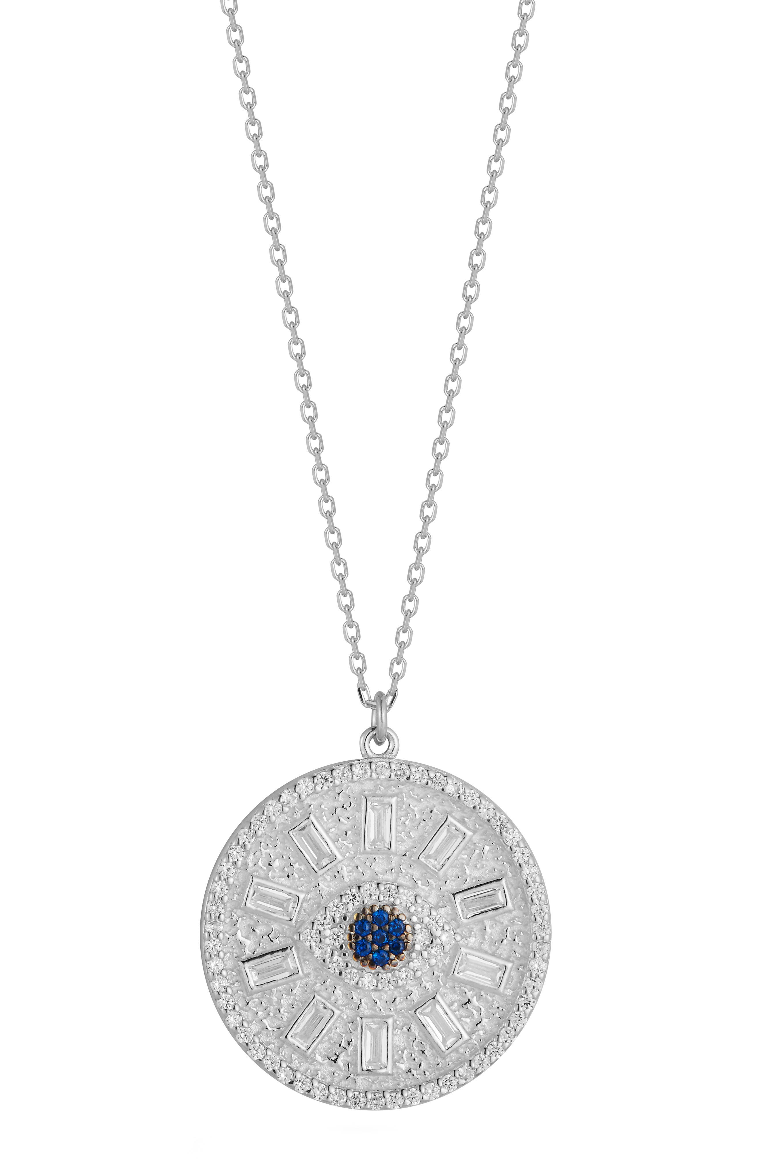 SPHERA MILANO Sterling Silver Evil Eye CZ Pendant Necklace