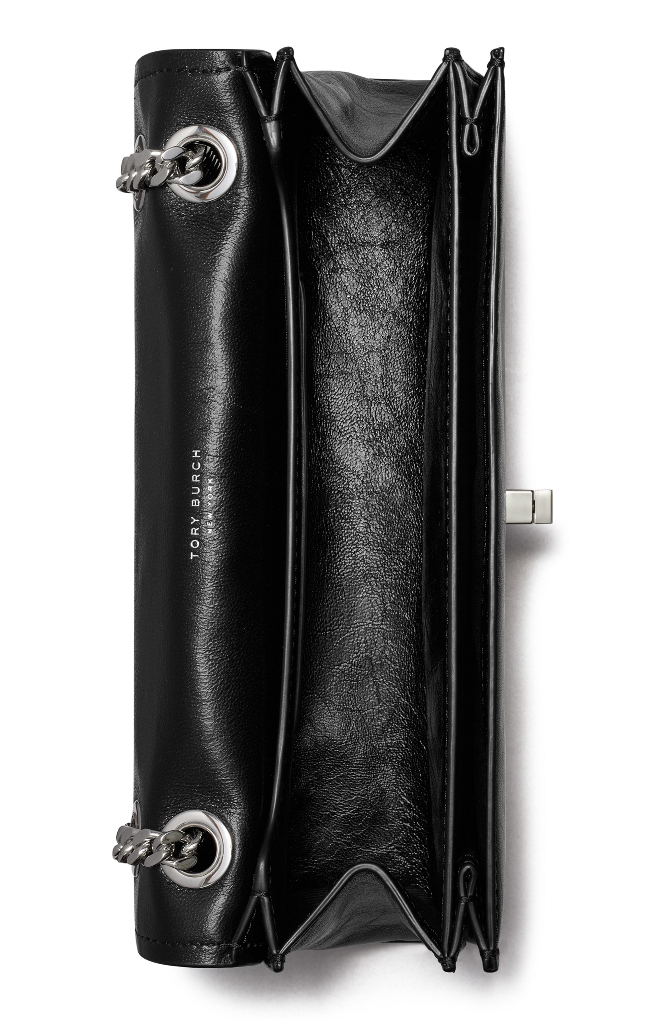 Tory Burch Kira Turnlock Leather Convertible Shoulder Bag, Alternate, color, Black