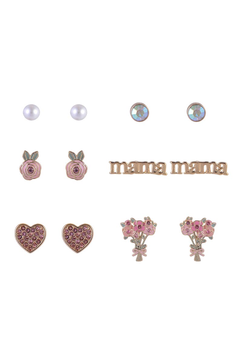 Hallmark 6 Pair Stud Earring Set, Alternate, color, Pink