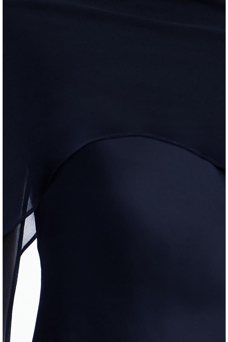 Devlyn Chiffon Drape Long Sleeve Gown, Alternate, color, SAPPHIRE