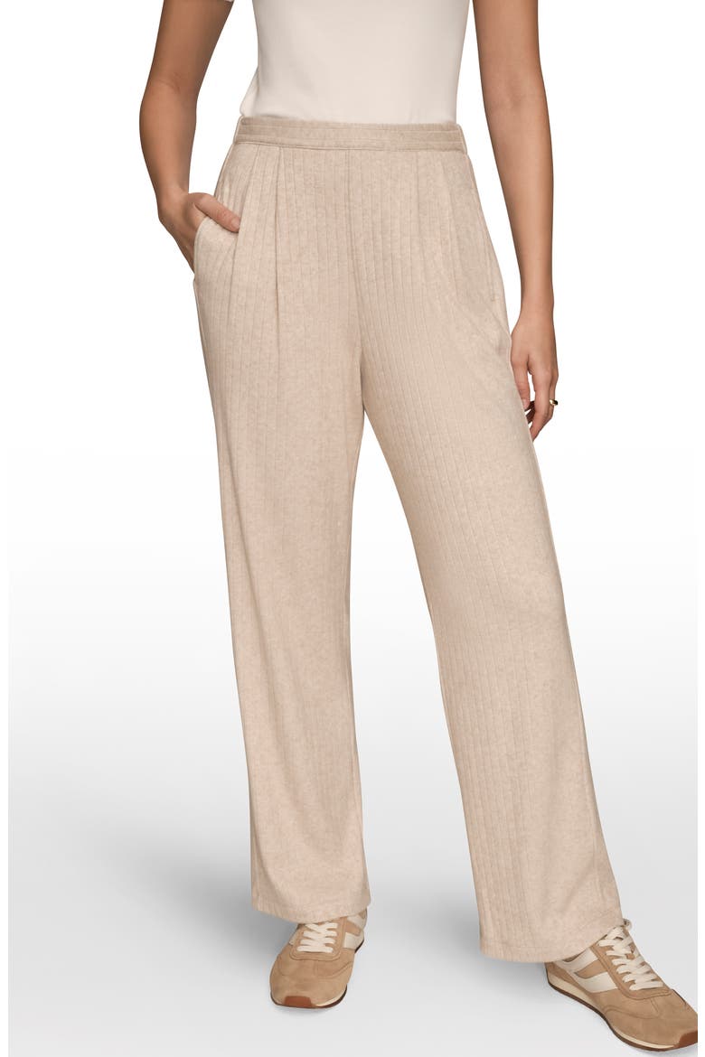 High Waist Wide Leg Pull-On Sweater Pants, Main, color, LIGHT FAWN HEATHER