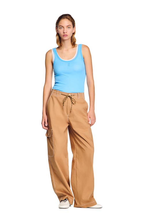 Sandro Ribbed Vest Top In Blue