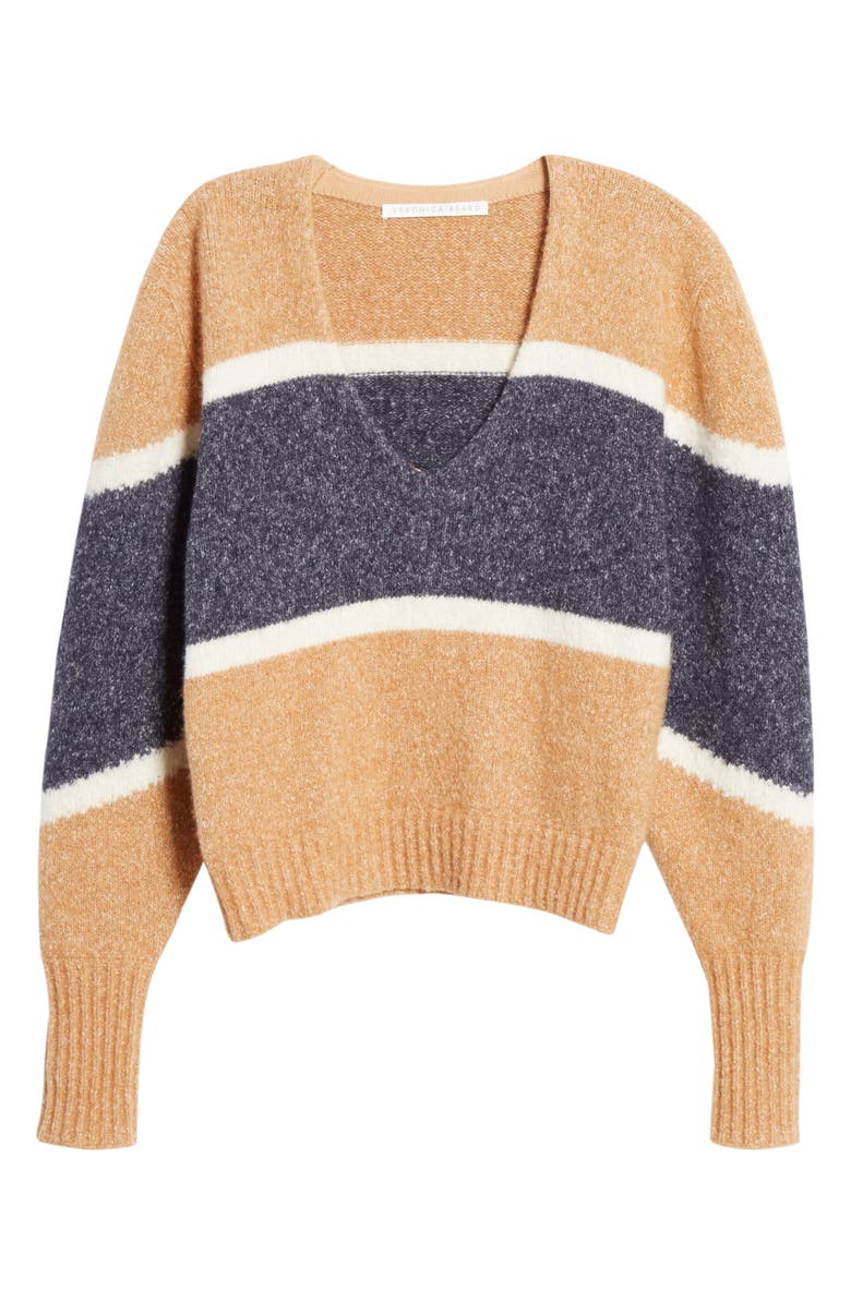 Veronica Beard Emilia Stripe V-Neck Sweater, Alternate, color, 