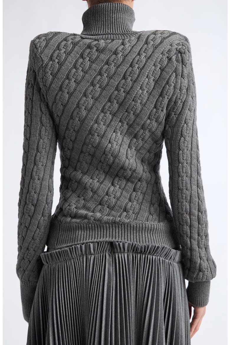 Jacqueline Twist Knit Wool Turtleneck Sweater, Alternate, color, GRAY