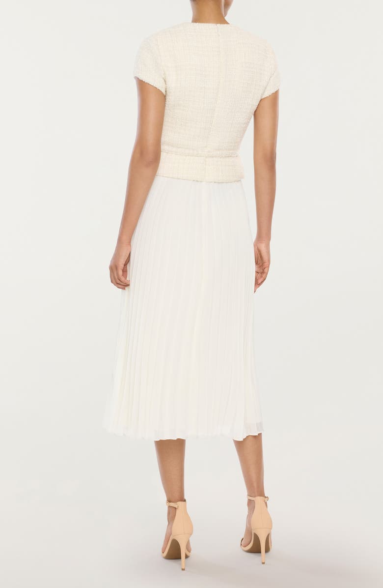 LIKELY Pamela Pleated Mixed Media Midi Dress, Alternate, color,