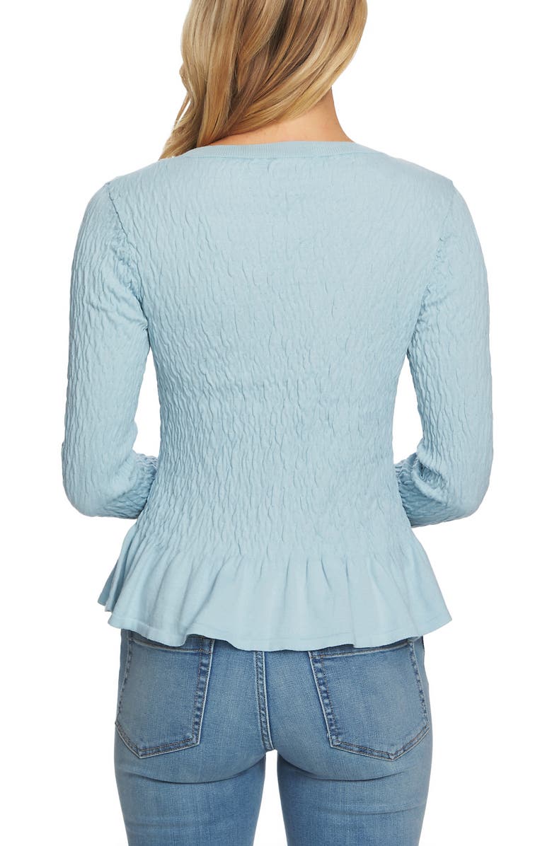 CeCe Textured Peplum Sweater, Alternate, color, 