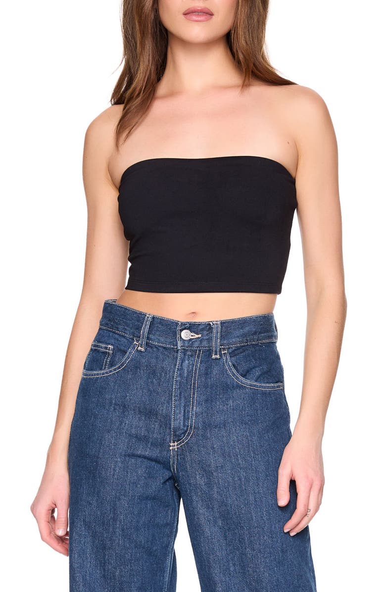 Susana Monaco Core Crop Tube Top, Main, color, Black