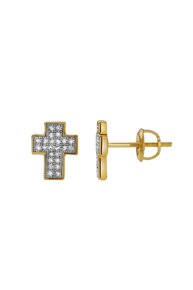Heavens Cross 0.24 Ct 10K Cluster Diamond Earrings, Alternate, color, 10K Yellow Gold
