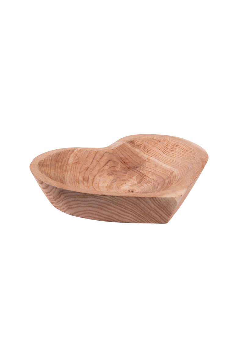 Decorative Chinaberry Wood Heart Shaped Bowl, Alternate, color, Brown