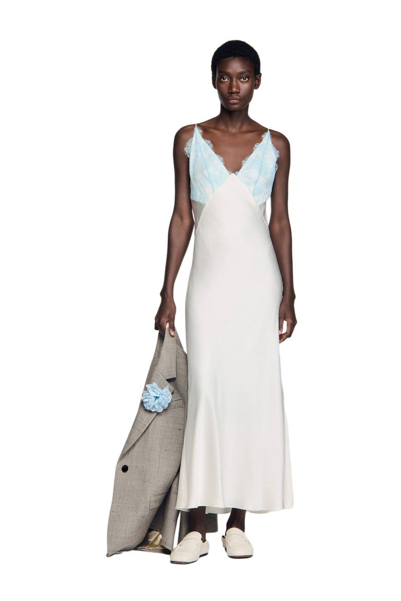 Lingerie-style maxi dress, Alternate, color, Ecru