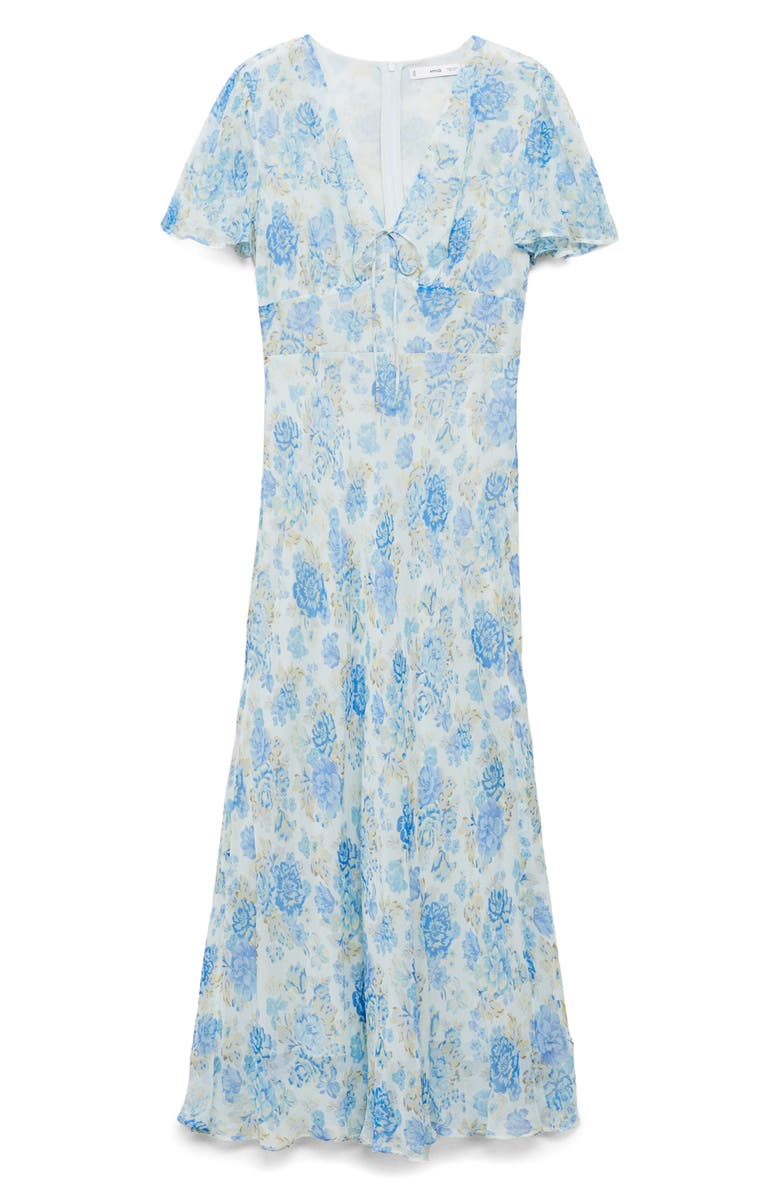 MANGO Floral Midi Dress, Alternate, color, Blue