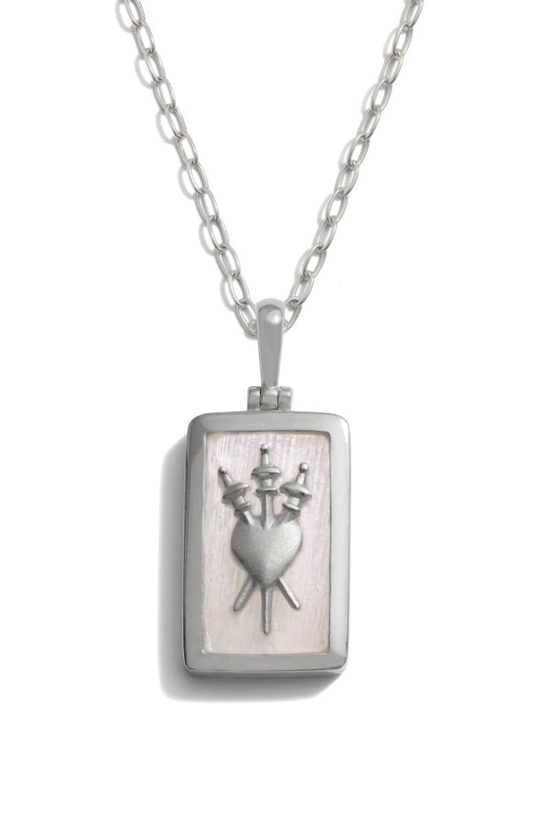 Awe Inspired Three of Swords Moonstone Pendant Necklace, Main, color, 925 Sterling Silver