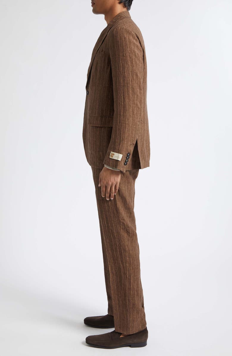 Massimo Alba Sloop Pinstripe Linen Suit, Alternate, color, Brown