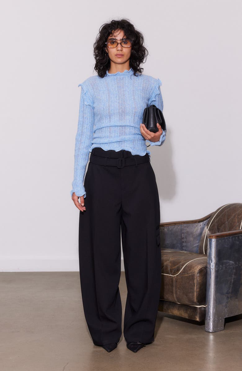 SAEMDI Frill Knit Top, Alternate, color, Ice Blue