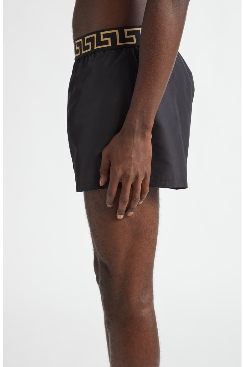 Greca Medusa Swim Trunks, Alternate, color, BLACK GOLD GREEK KEY