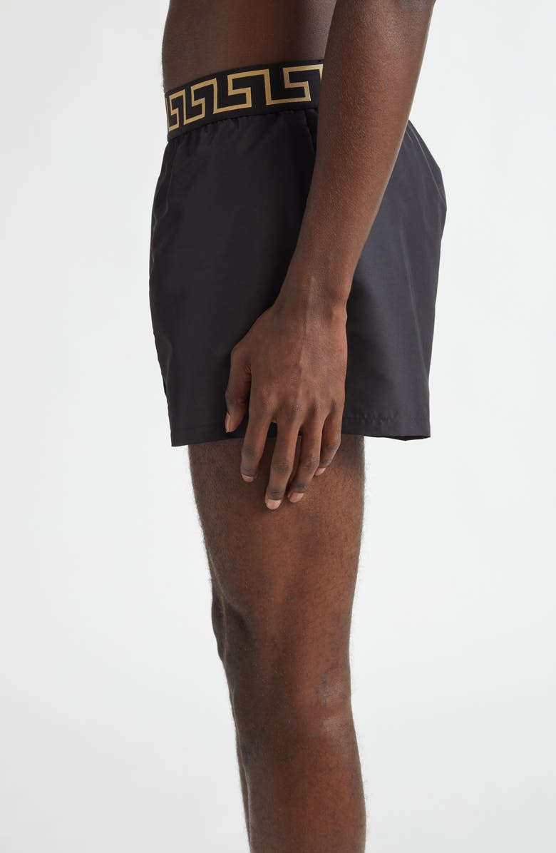 Versace Greca Medusa Swim Trunks, Alternate, color, Black Gold Greek Key