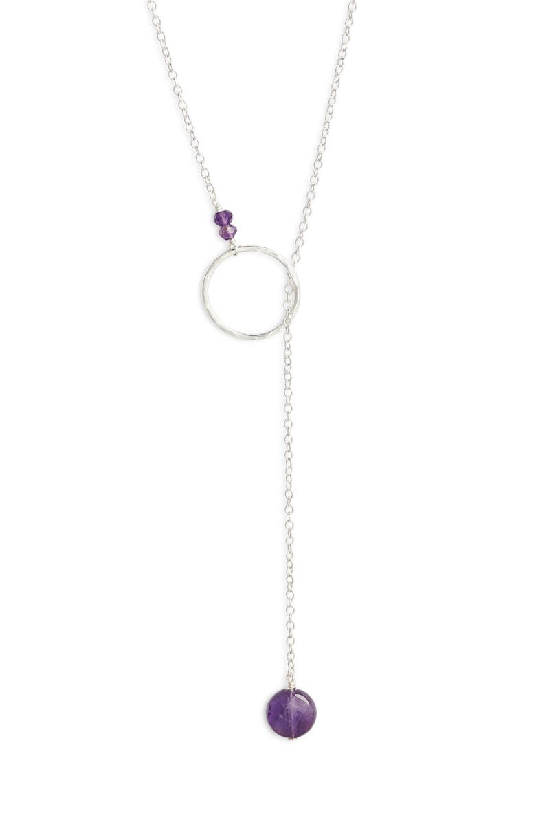 Nashelle Gwyneth Semiprecious Toggle Necklace, Main, color, Amethyst/ Sterling Silver