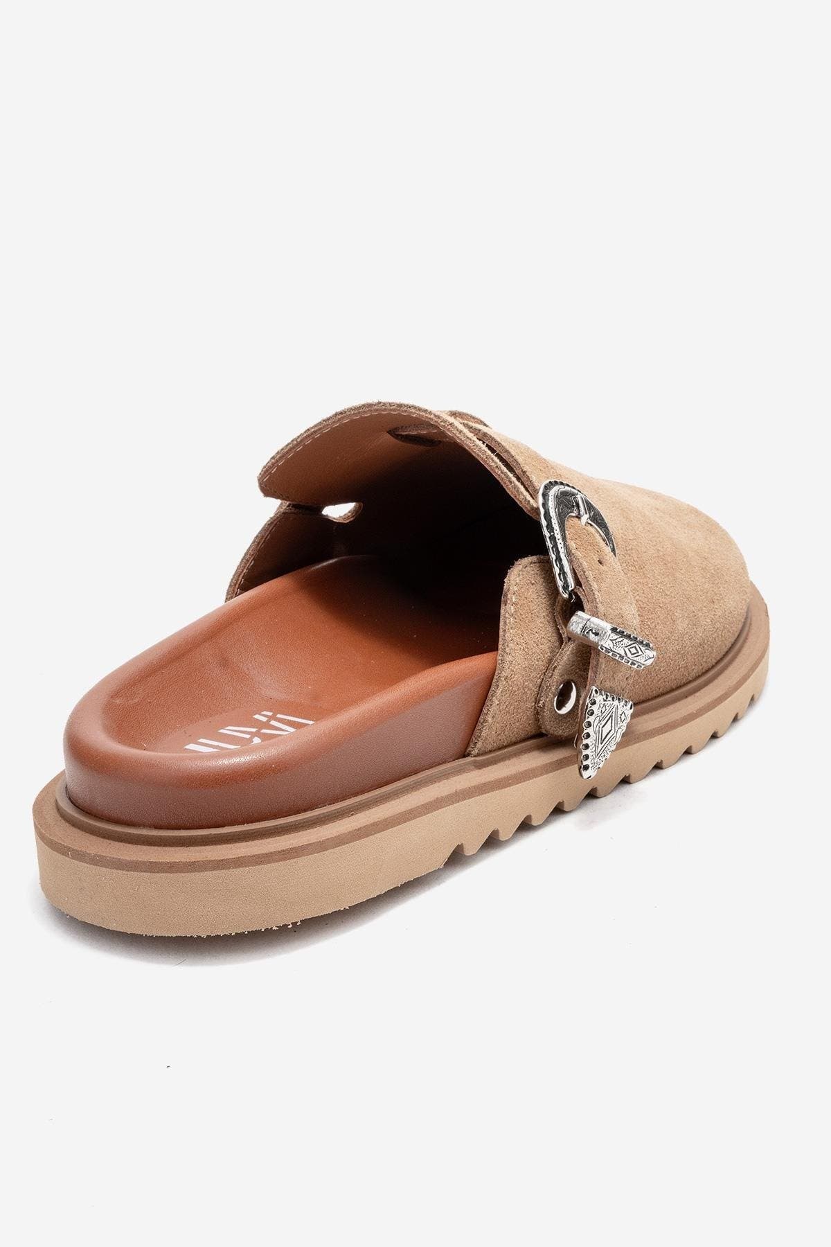 Vesta Leather Mule, Alternate, color, Cognac Suede Leather