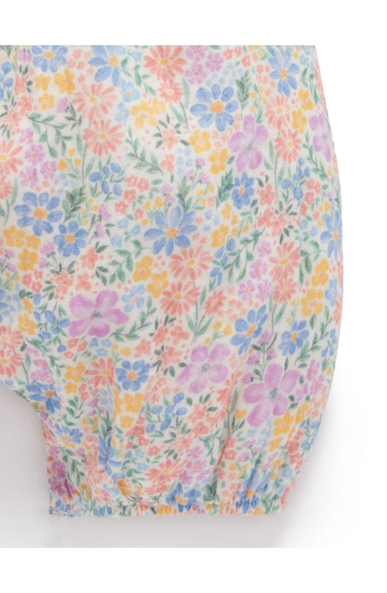Purebaby Floral Frilly Romper, Alternate, color, Isabella Print