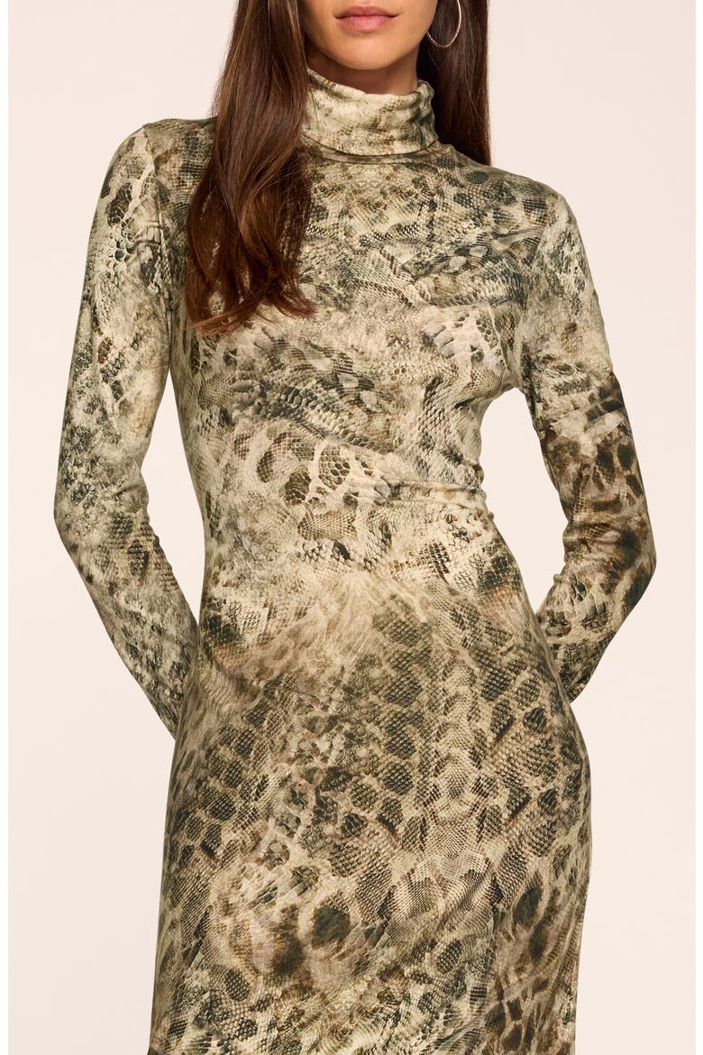 Valerie Turtleneck Midi Dress, Alternate, color, BONE PYTHON