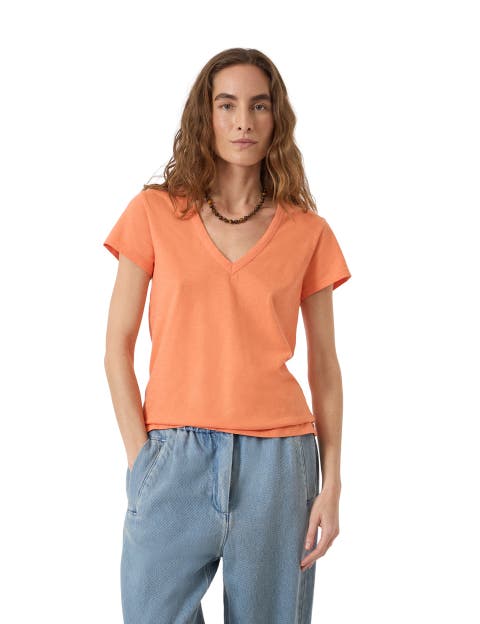 Slim Fit Slub Cotton V-Neck T-Shirt