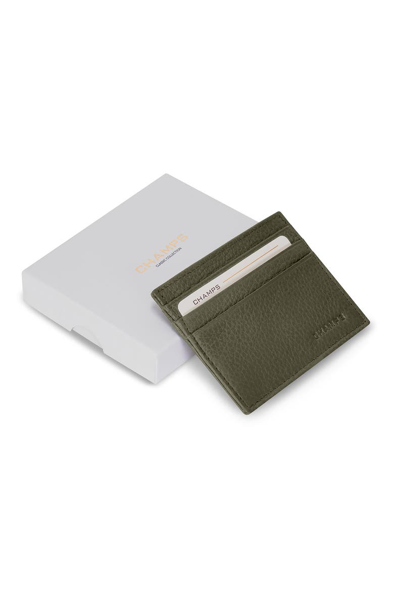 Slim Leather Card Wallet, Alternate, color, KHAKI