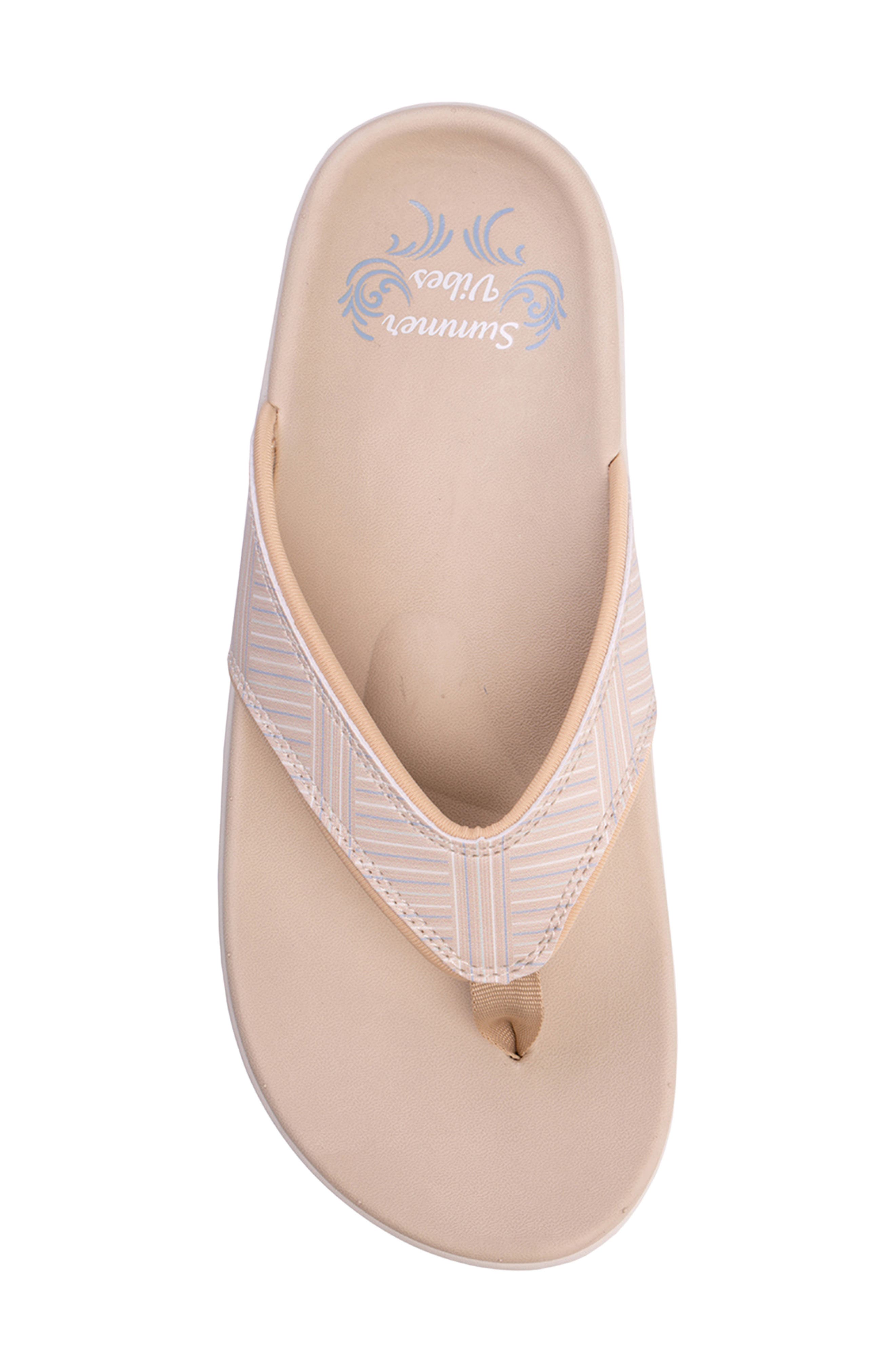 Yumi Summer Stripe Flip Flop, Alternate, color, TAN