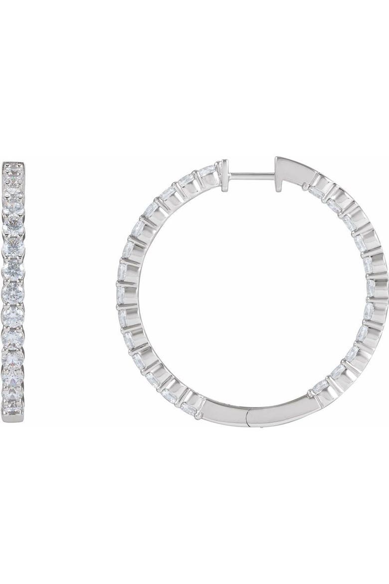 4 CT Lab-Grown Diamond Hoop Earrings in 14K Gold, Alternate, color, White