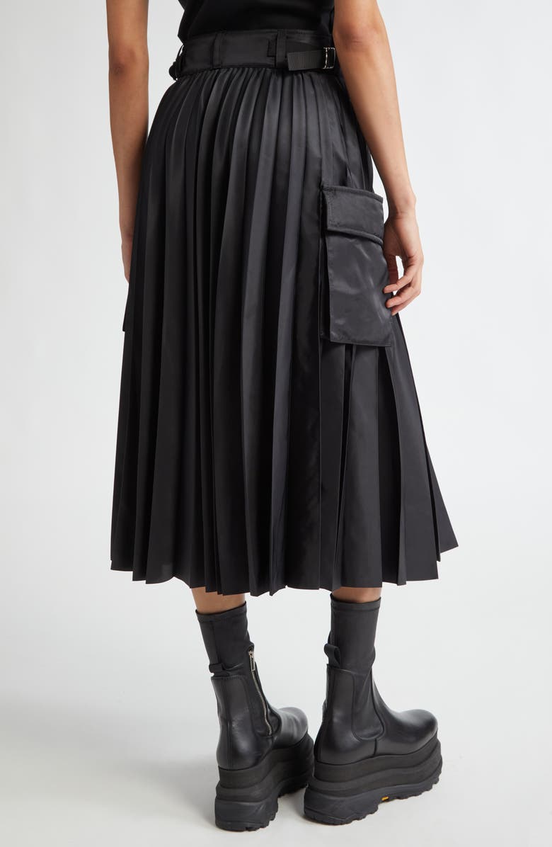 Sacai Pleated Cargo Midi Skirt, Alternate, color, Black 001