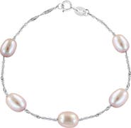 EFFY Sterling Silver 7mm Pink Freshwater Pearl Station Bracelet