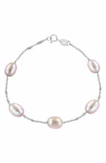 EFFY Sterling Silver 7mm Pink Freshwater Pearl Station Bracelet