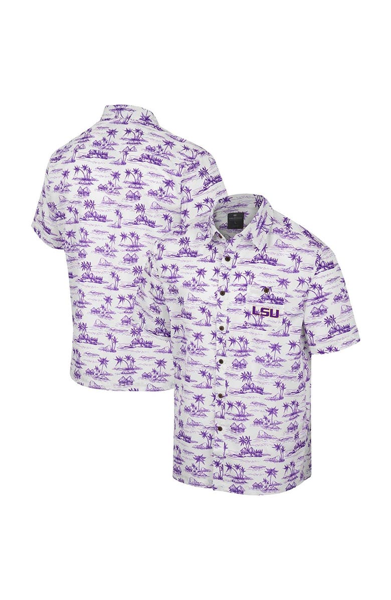 COLOSSEUM Men's Colosseum White LSU Tigers Spontaneous is Romantic Camp Button-Up Shirt, Main, color,