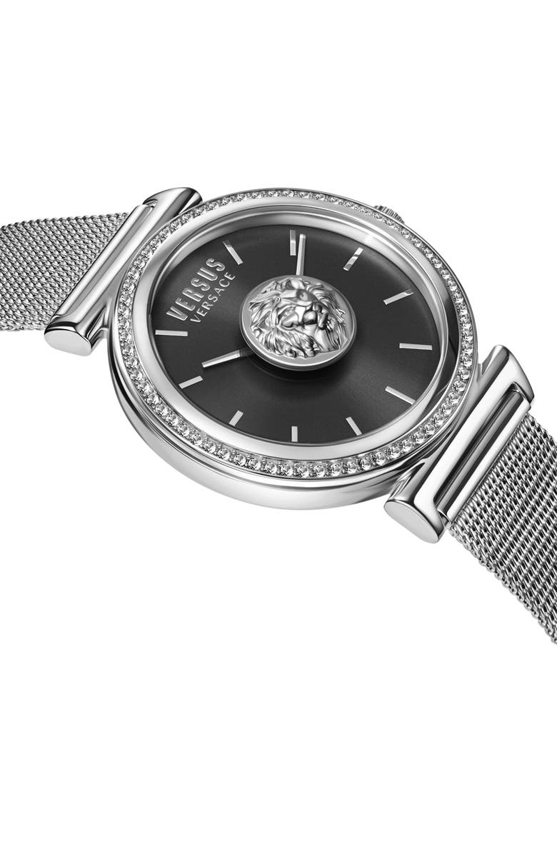VERSUS Versace Brick Lane Mesh Strap Watch, 34mm, Alternate, color, Steel