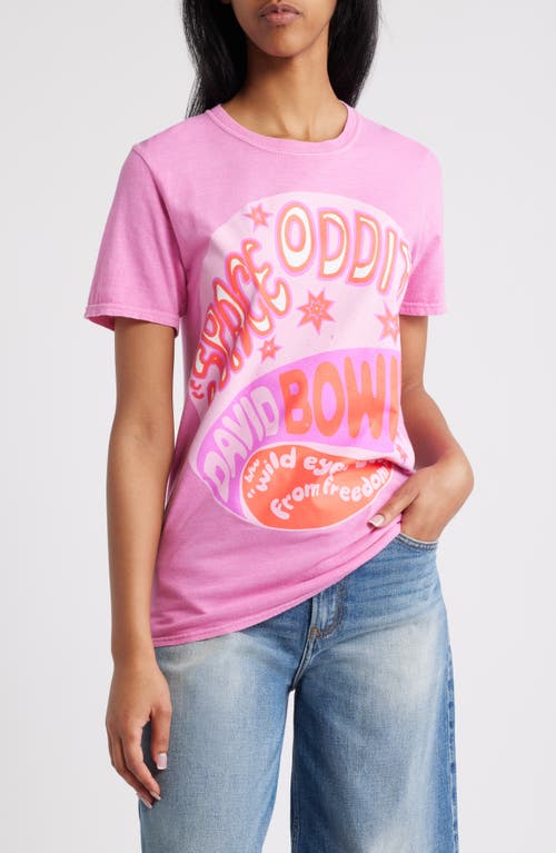 Philcos Space Oddity Bowie Cotton Graphic T-Shirt in Pink - Hot 