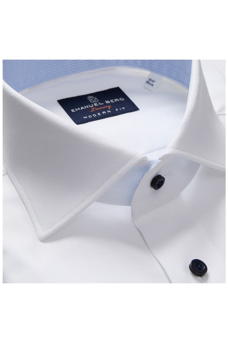 Modern Fit Solid Natural Stretch Yoga Twill Dress Shirt, Alternate, color, WHITE