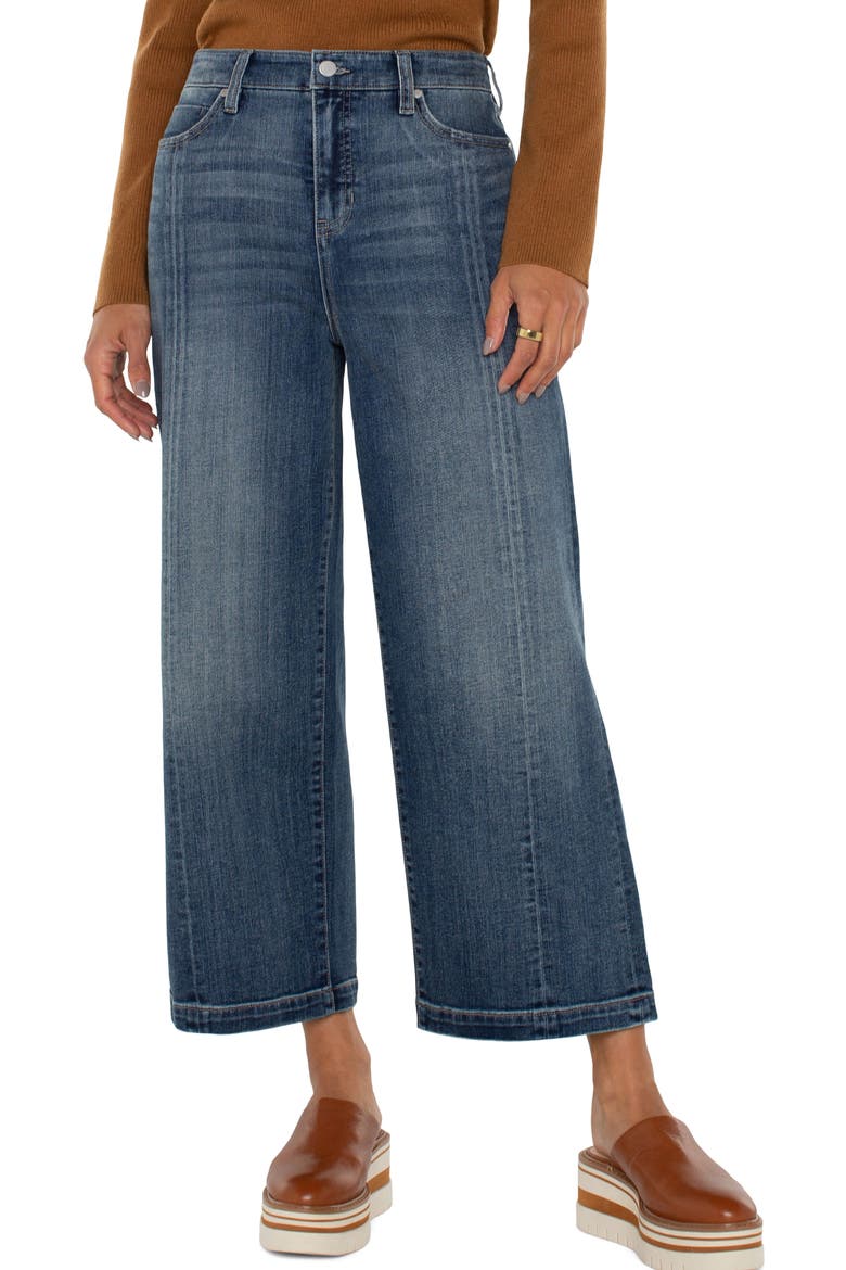 Stride Seamed High Waist Crop Wide Leg Jeans, Main, color, JENNY LAKE