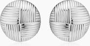 Oradina Sterling Silver Woven Button Earrings