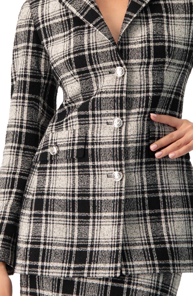 IVONNE Checkered Three Button Blazer, Alternate, color, Black