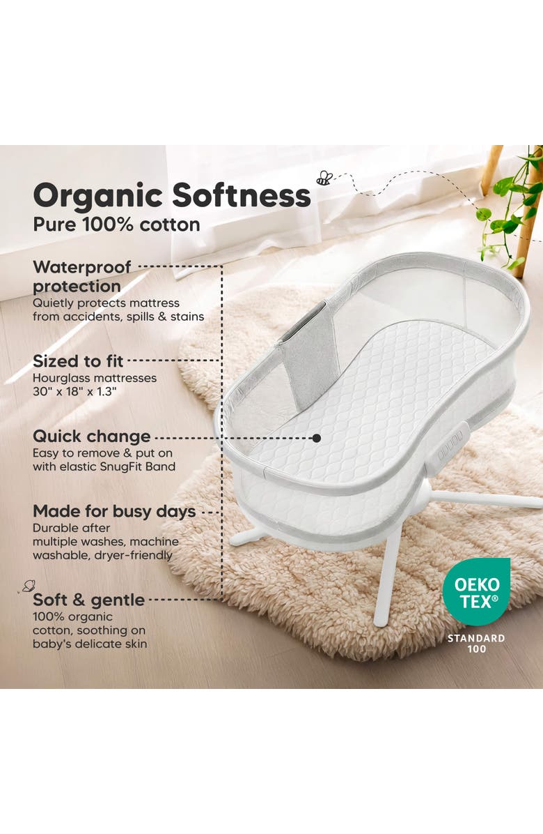 KeaBabies 2-Pack Mavy Protect+ Waterproof Bassinet Mattress Protectors, Alternate, color, Soft White