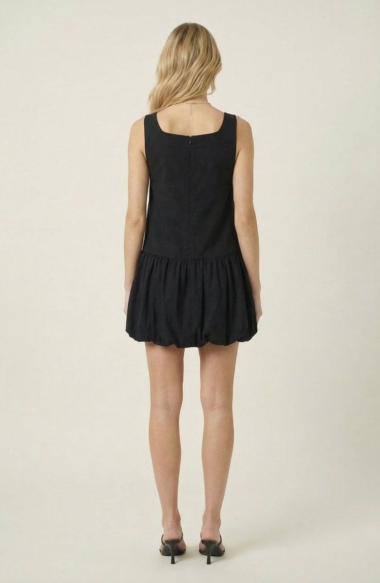 Modenaire Sleeveless Mini Dress with Floral Applique and Bubble Hem, Alternate, color, Black