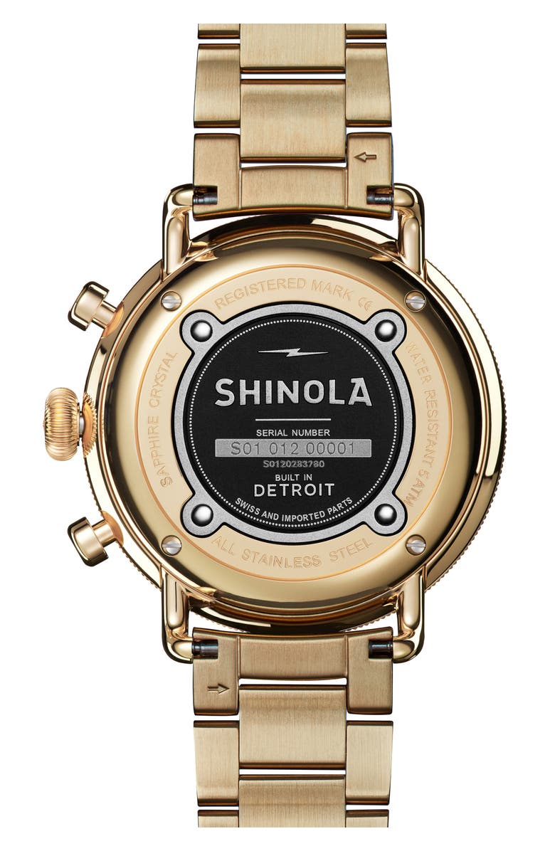 Shinola Canfield Bracelet Chronograph Watch, 43mm, Alternate, color, White