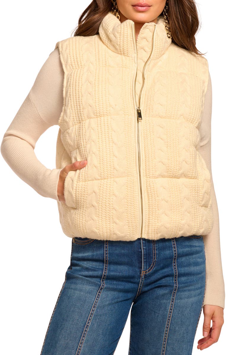 Ramy Brook Vera Cable Sweater Vest, Main, color, Winter White