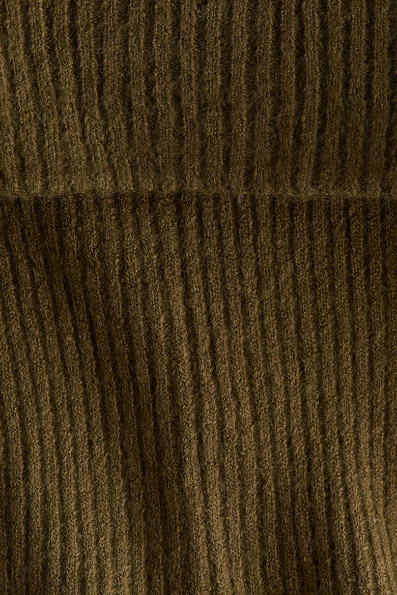 Rib-knit Off-the-shoulder Dress, Alternate, color, Dark khaki green